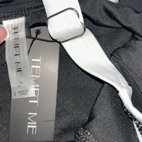 Tempt Me Black and White One Piece Swim wear(Size Large) - Picture 7 of 9